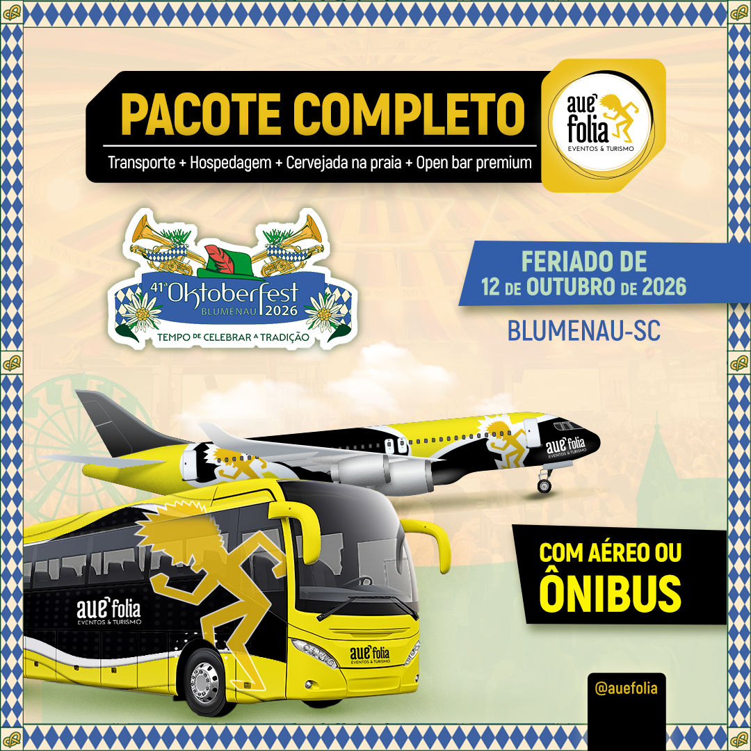 Pacote completo Oktoberfest 2026 com transporte em ônibus saindo de São Paulo, incluindo viagem, hospedagem e experiência no evento