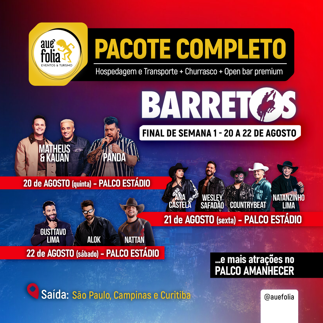 Excursão Festa do Peão de Barretos 2026 Auê Folia.